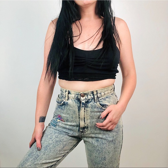 VTG 1980s Cap Ferrat Acid Wash Patchwork Denim - Picture 7 of 8